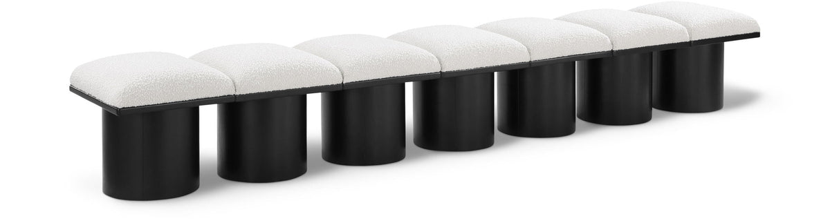Pavilion Modular Bench 7-Piece Bench, 108.5"W x 18"D — Cream / Black Base