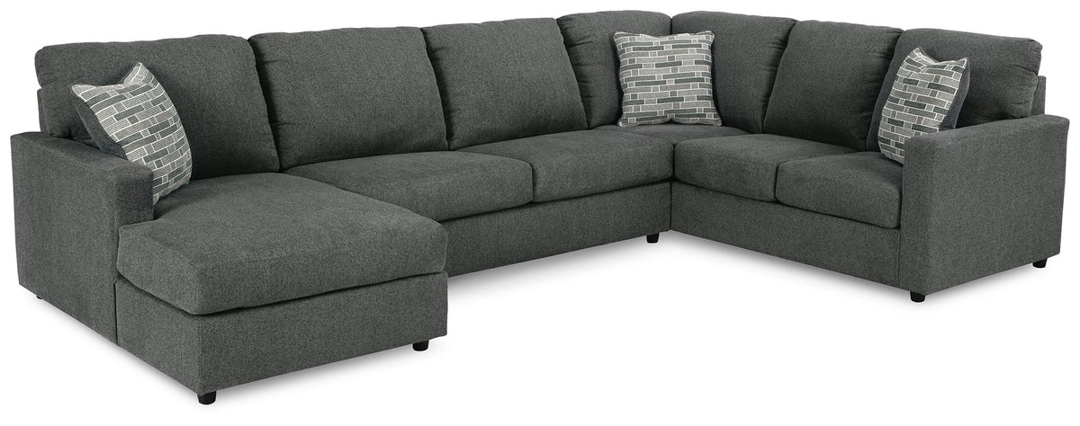 Edenfield 2 Colors Sectional — 3-Piece Sectional, Left-Arm Corner Chaise & Armless Loveseat — Charcoal