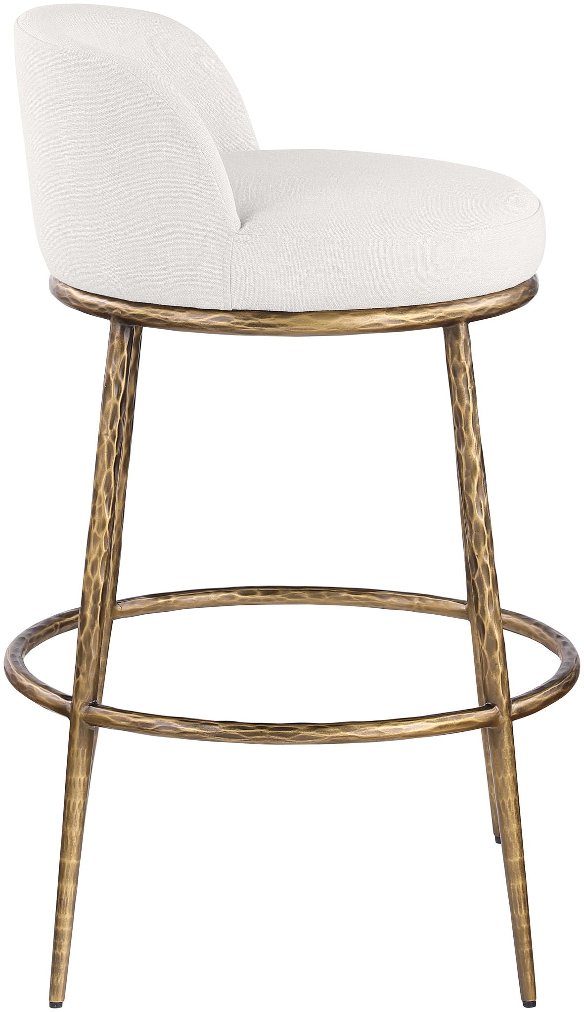 Ferro - Performance Fabric Upholstered Bar Stool - Antique Brass - Brass