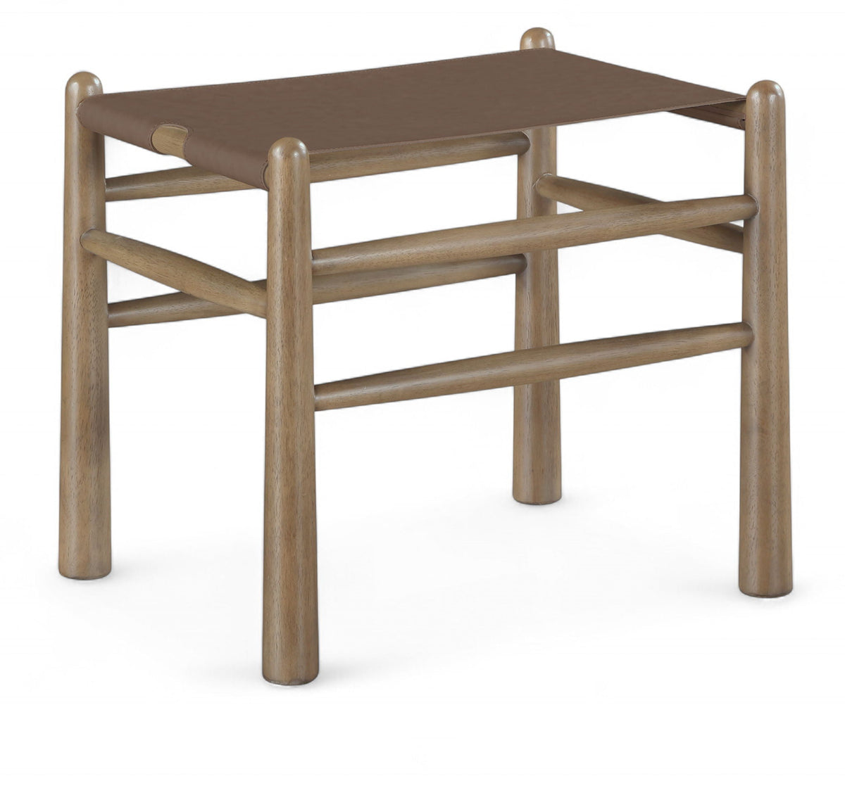 Santos - Faux Leather Upholstered Bench with Walnut Frame