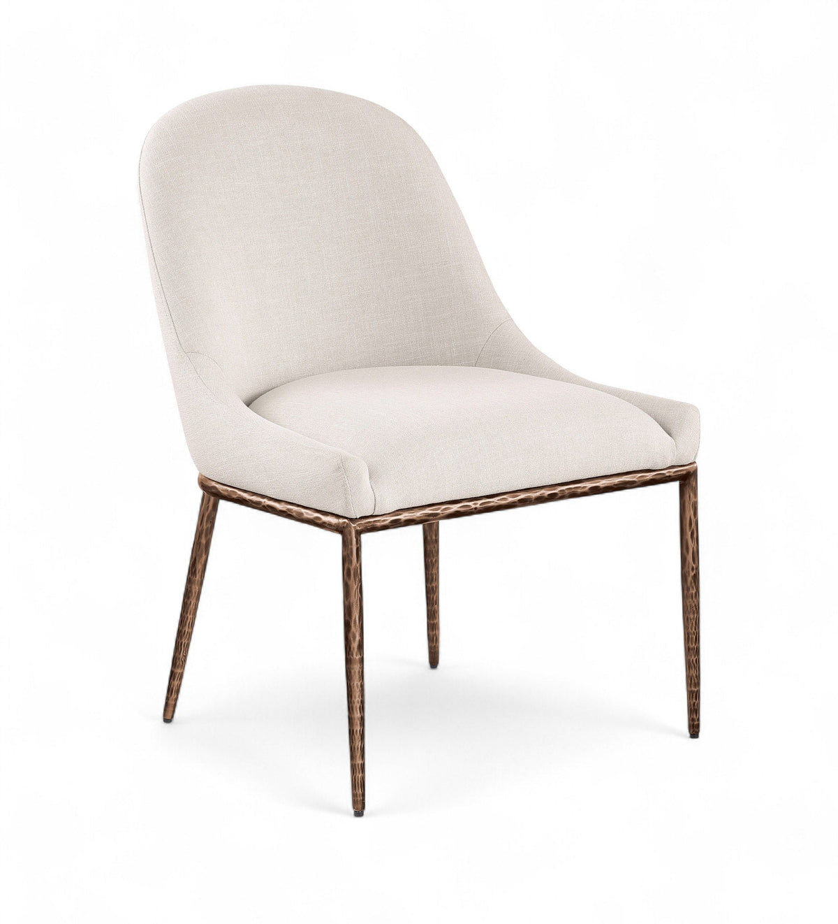 Ferro Performance Fabric Dining Side Chair with Brushed Bronze Legs