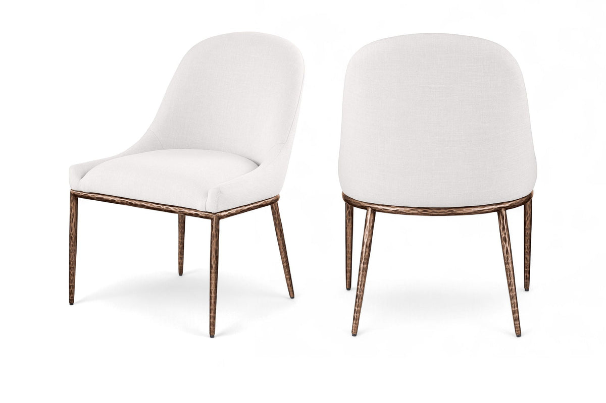 Ferro Performance Fabric Dining Side Chair with Brushed Bronze Legs