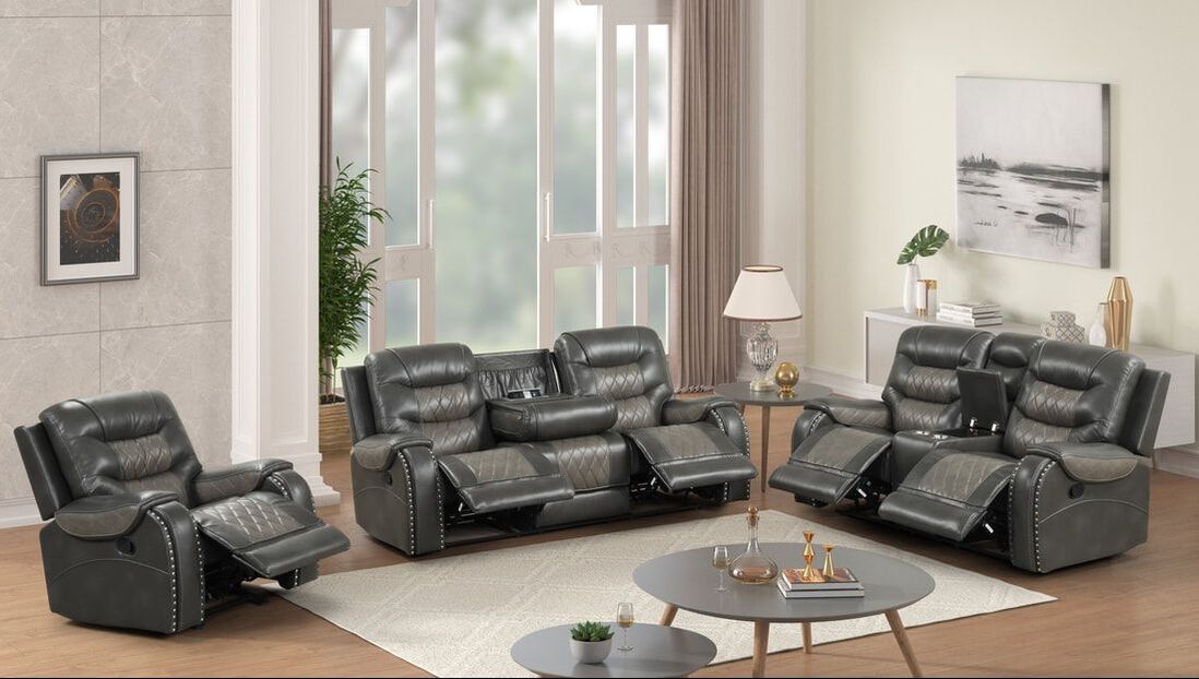 Ashley1003 Oversized 3PC Reclining Set — Drop-Down Table & USB Charging