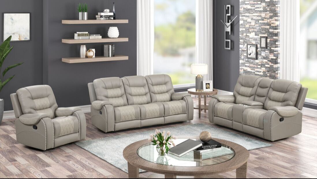 Ashley1004 Oversized 3PC Reclining Set — Drop-Down Table & USB Charging