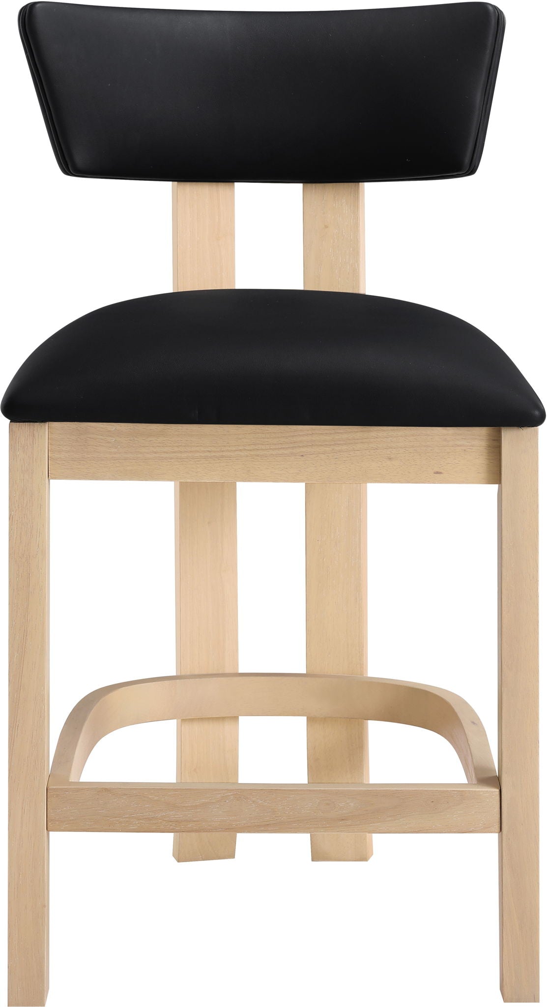 Lavrin Vegan Leather Counter Stool (Set of 2) with Natural Base