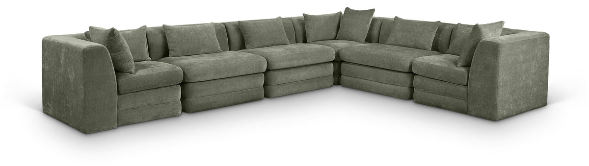 Stellar Chenille Modular Sectional — 6-Piece 152" Sectional (152"L x 114"D) — Green
