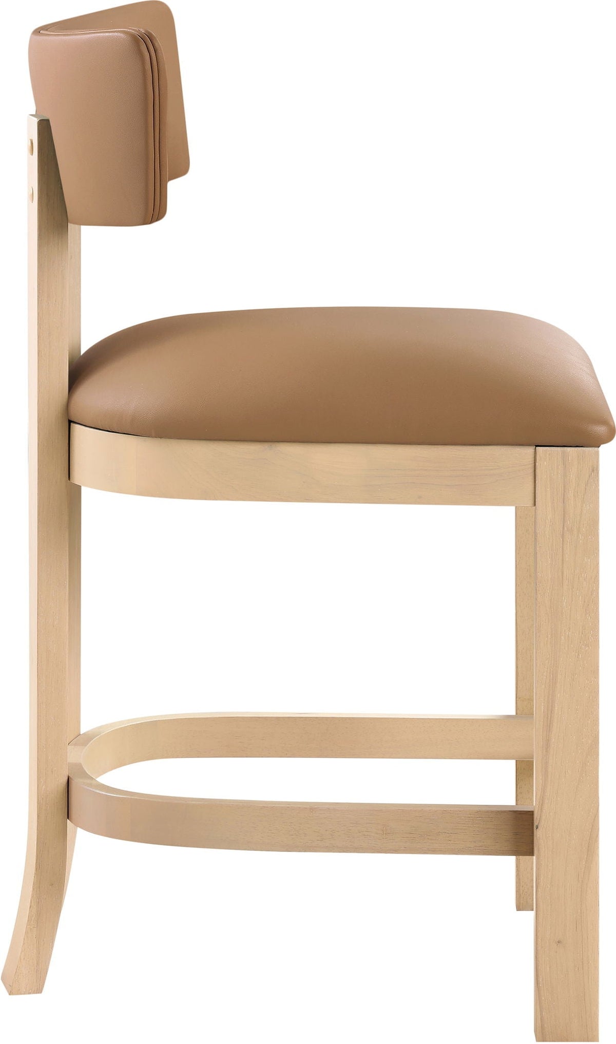 Lavrin Vegan Leather Counter Stool (Set of 2) with Natural Base