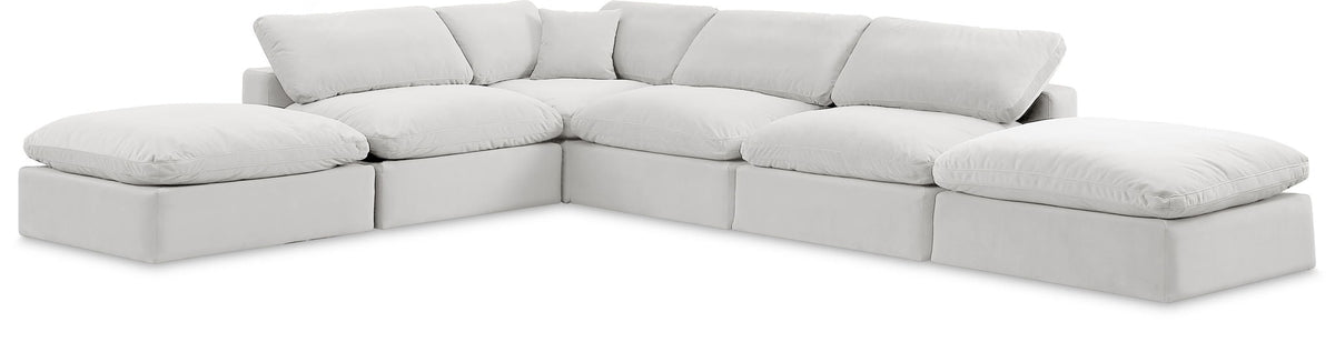 Comfy Velvet Modular Sectional — 6-Piece Sectional — Cream