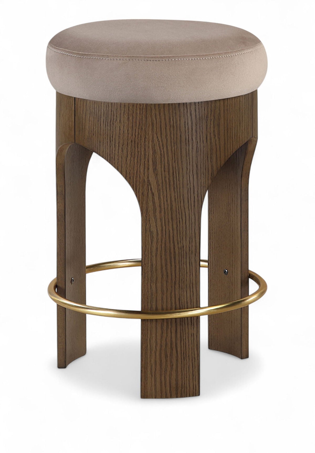 Bocceli Velvet Counter Stool with Brown Base