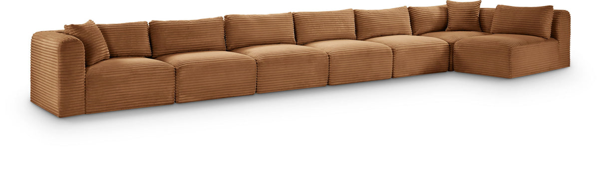 Shaggy - 7 Piece Modular Sectional - Light Brown Fabric