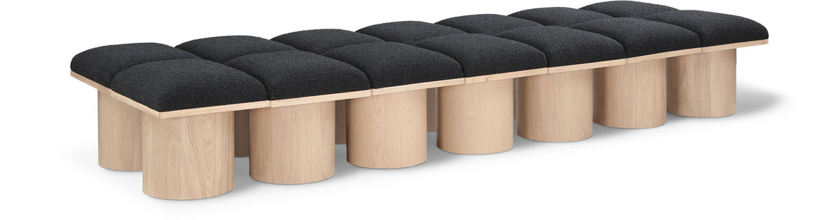 Pavilion Modular Bench 14-Piece Bench, 108.5"W x 36"D — Black / Natural Base