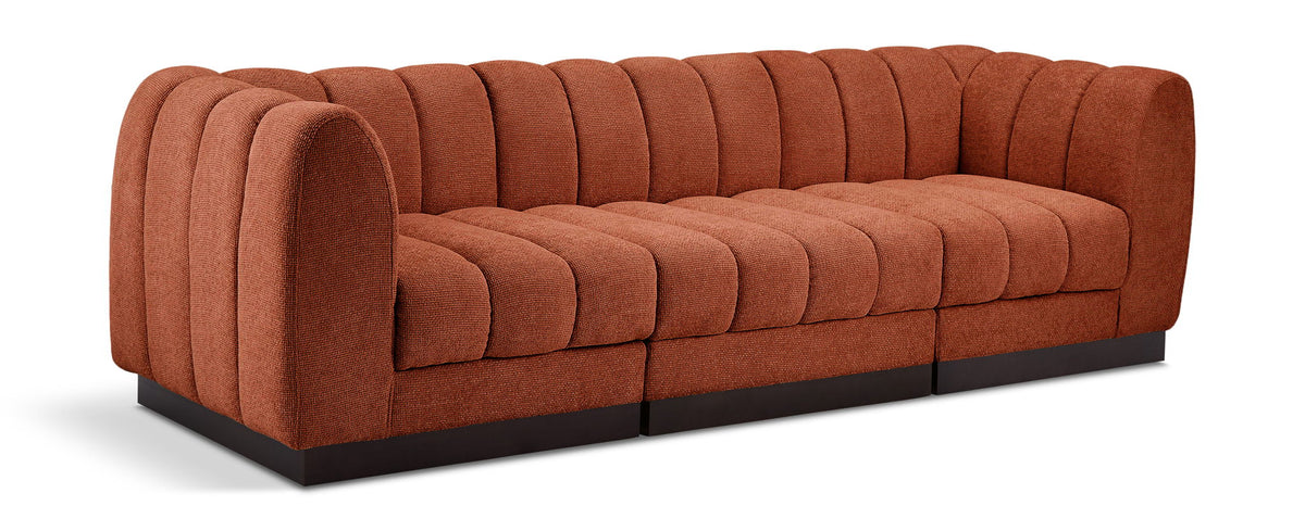 Quinn Chenille Modular Sectional — 3-Piece Sofa — Cognac