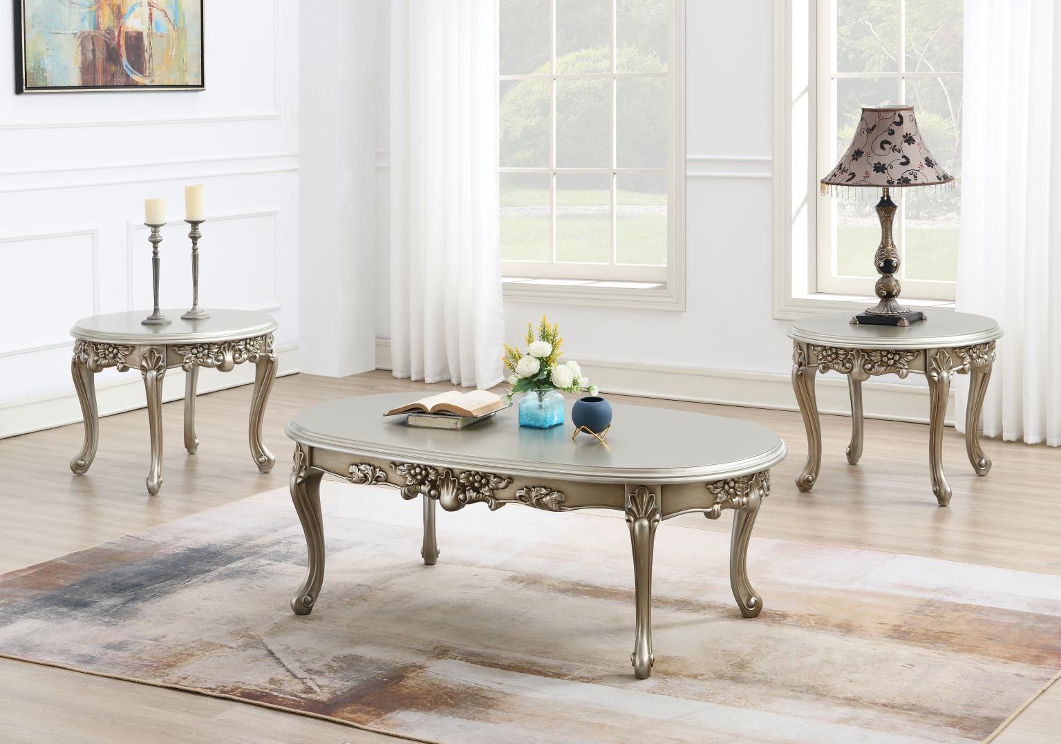 T197 - Coffee Table & 2 End Tables - Champagne