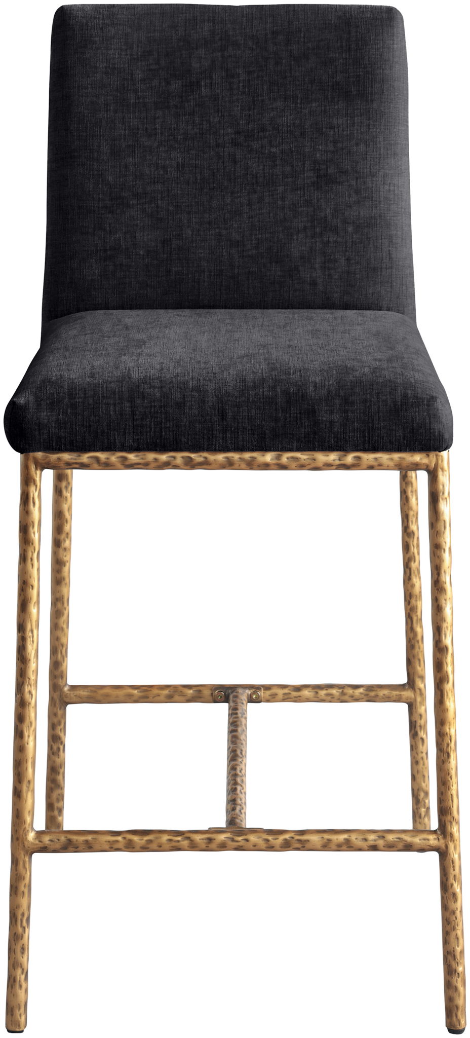 Reeves - Chenille Fabric Upholstered Counter Stool (Set of 2) with Gold Base