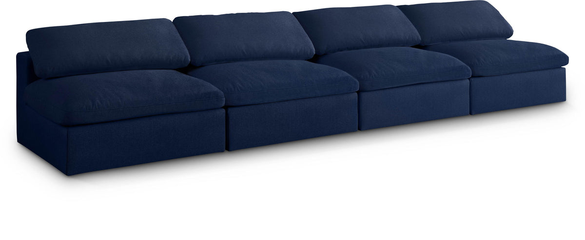 Serene Linen Modular Sectional — 4-Piece Armless Sofa — Navy