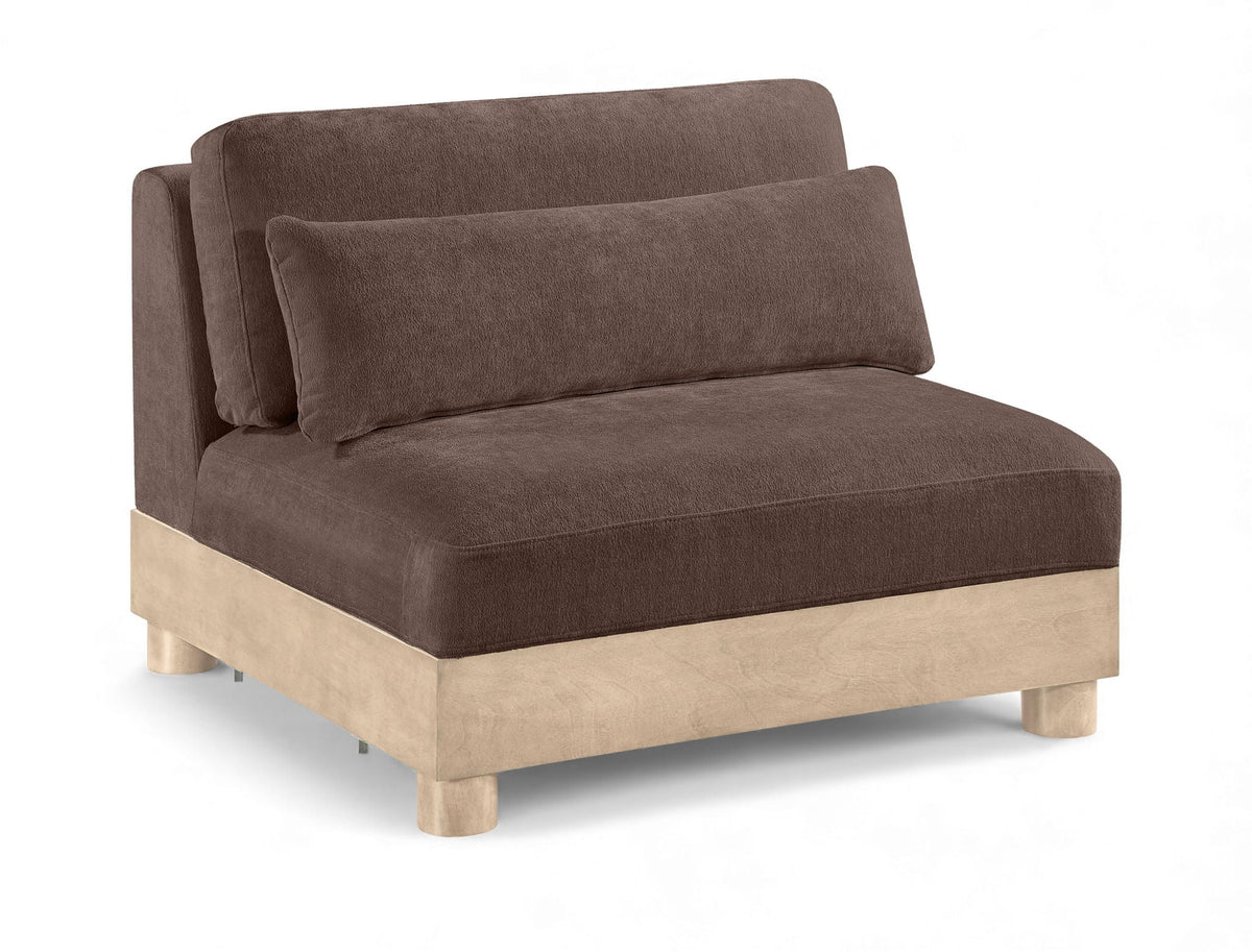 Turin Chenille Modular Sectional — Add-On: Armless Chair — Brown