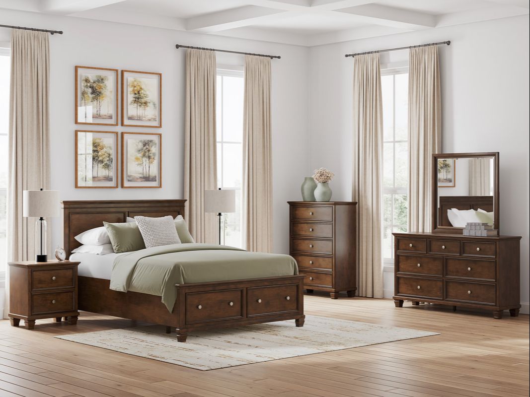 Ashley B685 Brown Cherry 5PC Bedroom Set — Storage Footboard
