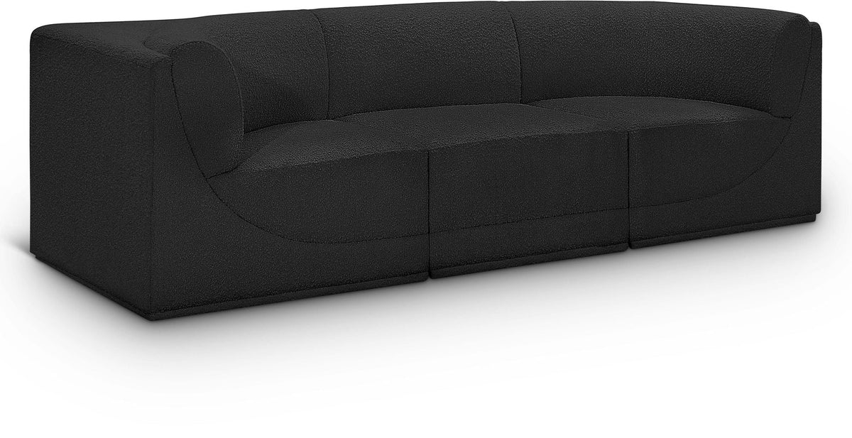 Ollie Boucle Modular Sectional — 3-Piece Sofa — Black