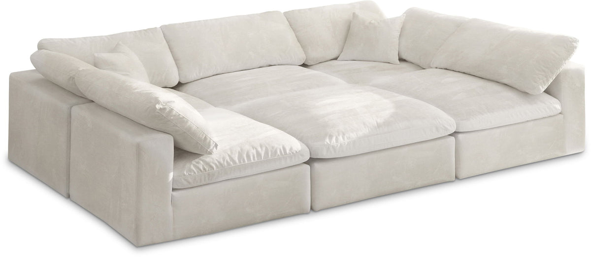 Cozy Velvet Modular Sectional — 6-Piece Sectional — Cream