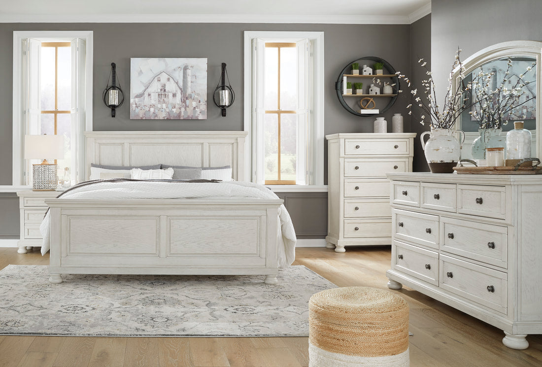 Ashley B742 Antiqued White 5-Piece Bedroom Set — Queen & King