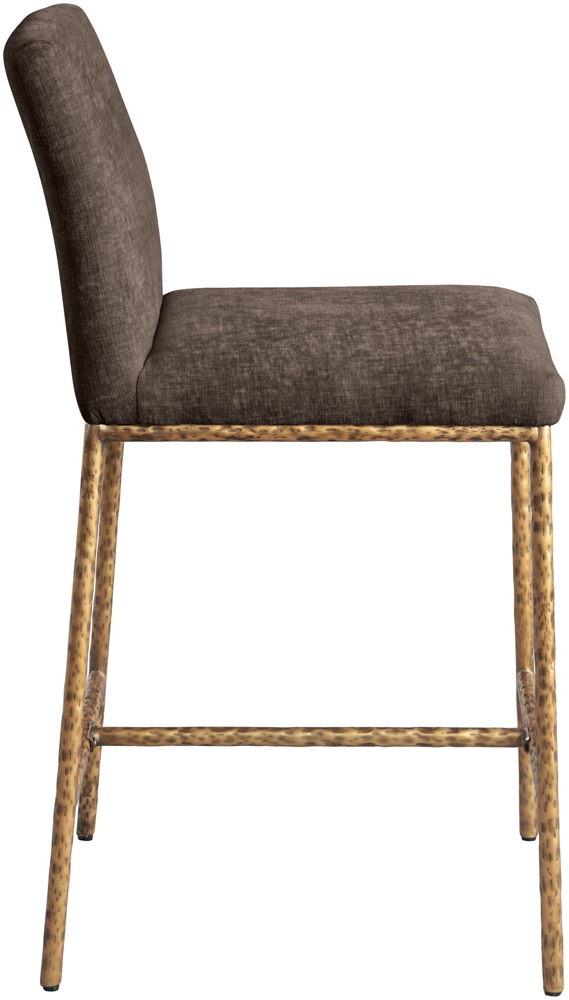 Reeves - Chenille Fabric Upholstered Counter Stool (Set of 2) with Gold Base