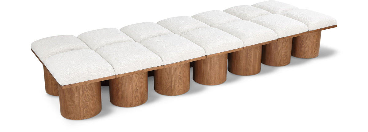 Pavilion Modular Bench 14-Piece Bench, 108.5"W x 36"D — Cream / Brown Base