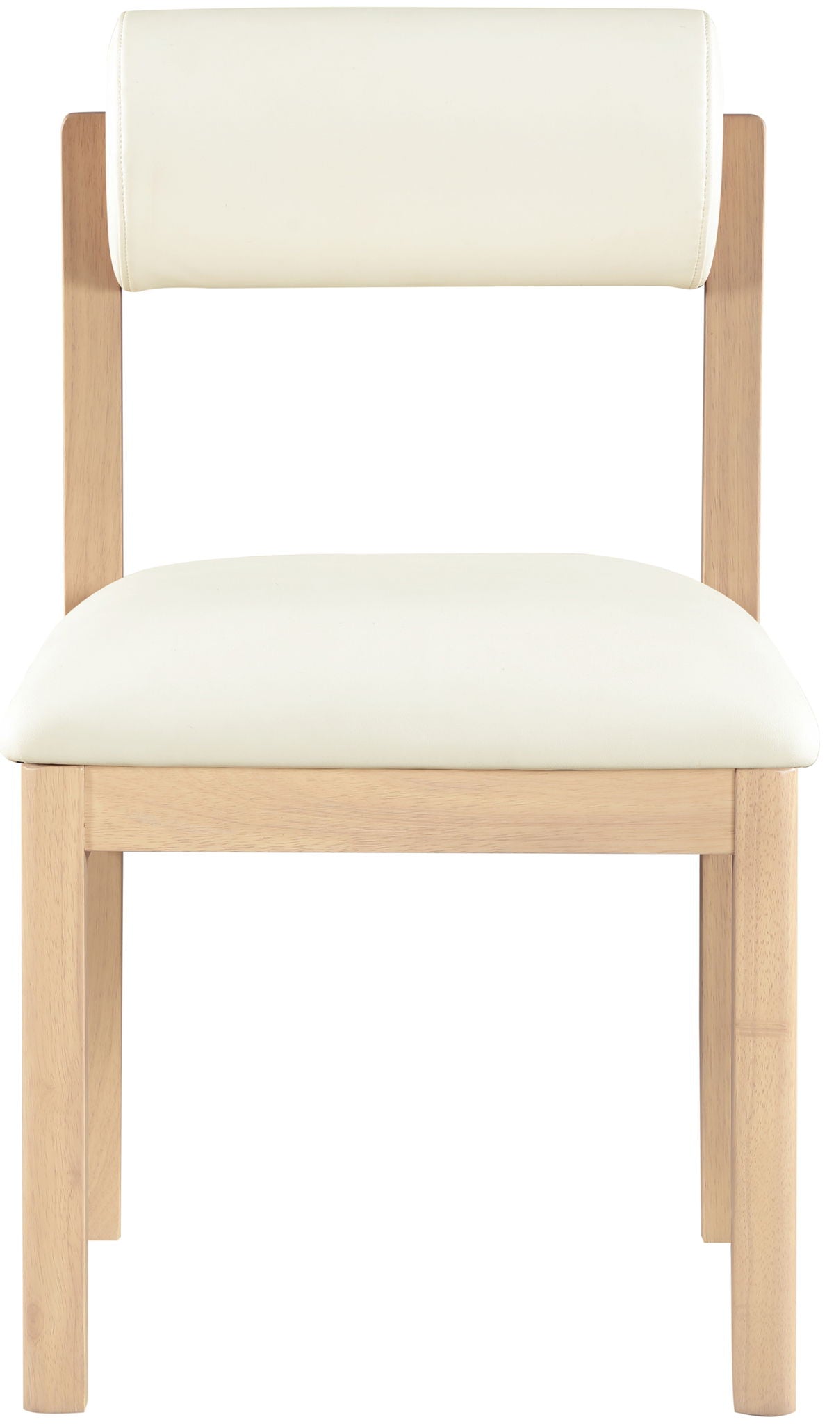 Roundhill - Faux Leather Dining Chair (Set of 2) with Natural Frame