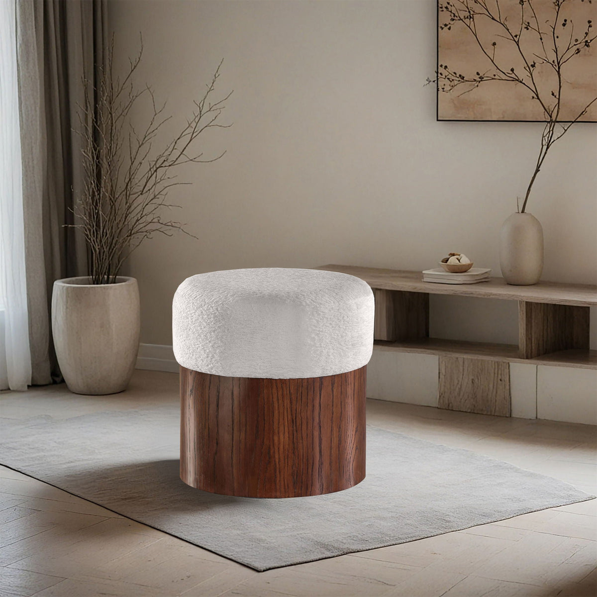 Nimes - Ottoman / Stool with Brown Base