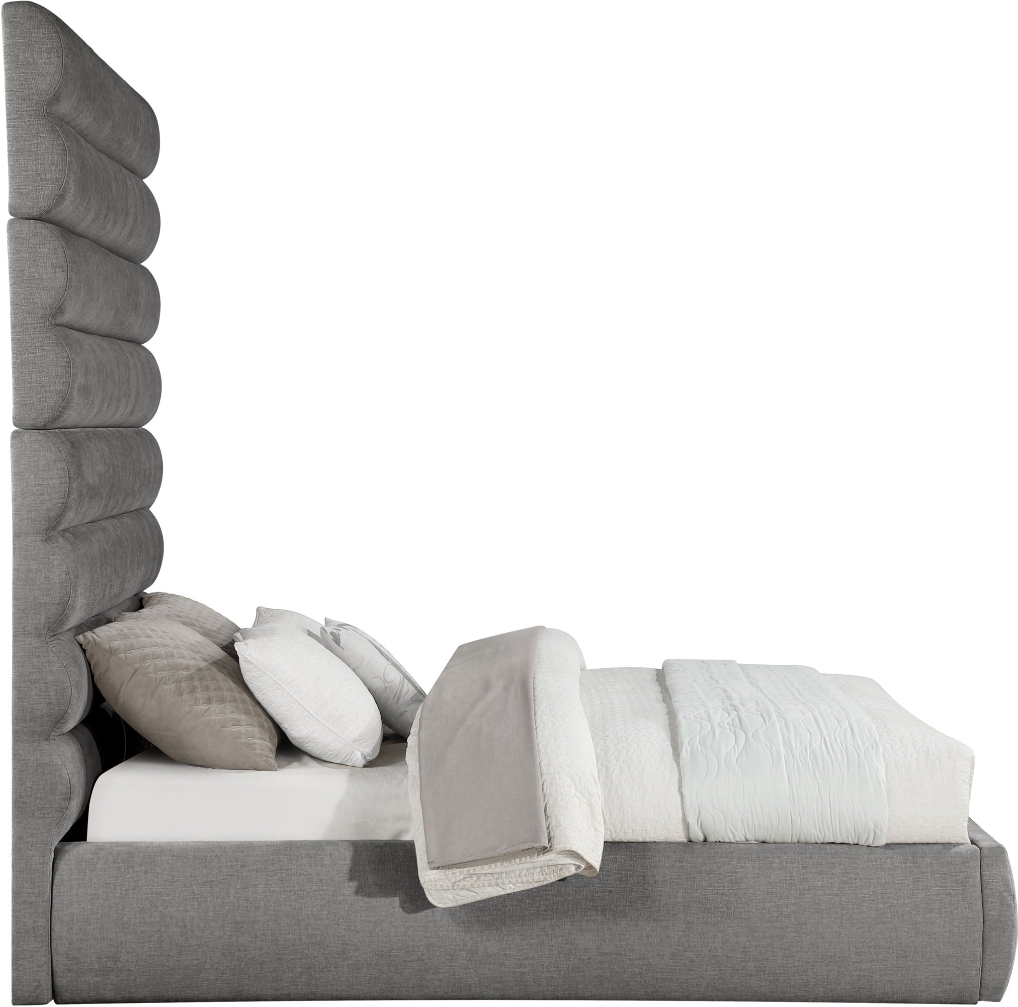 Adam - Chenille Fabric Bed With 89" Headboard