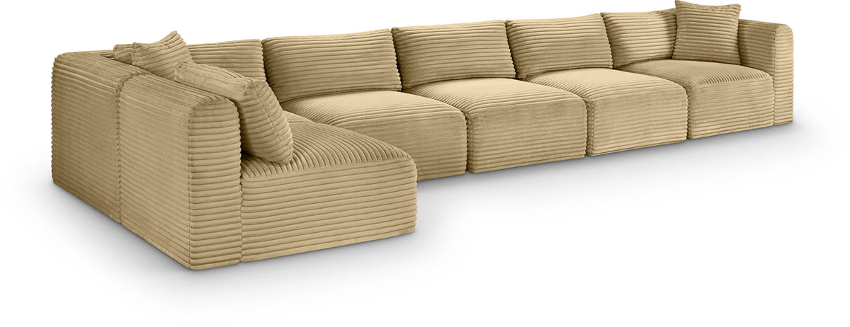 Shaggy Modular Sectional — 6-Piece Sectional — Camel