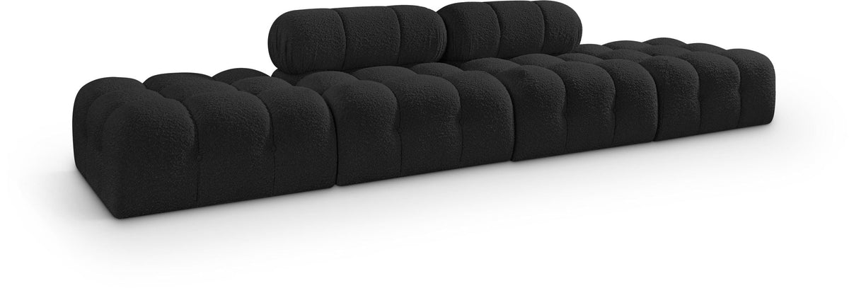 Ames Boucle Modular Sectional — 4-Piece Sofa with 2 Backless Seats — Black