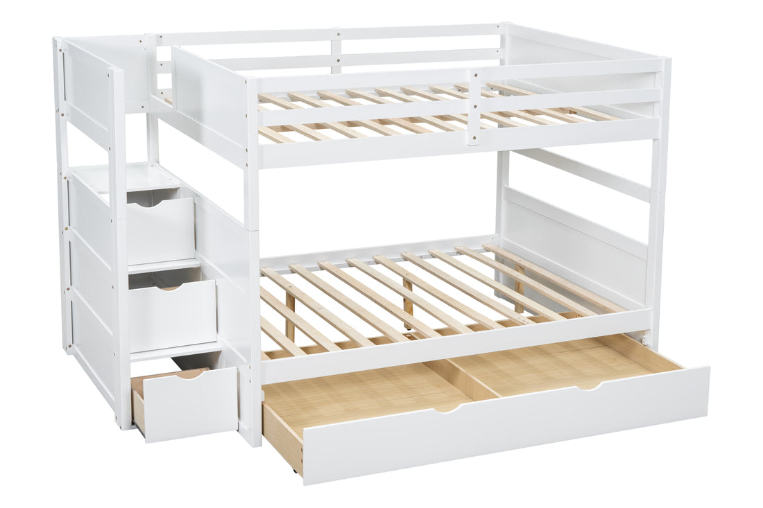 BB51 Full/Full Bunk Bed — Twin Trundle & Staircase Storage