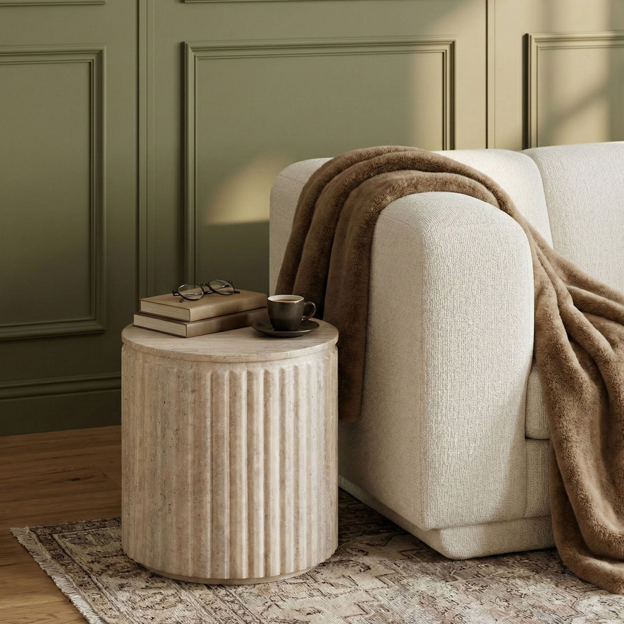Catania - Concrete Indoor/Outdoor End Table - Travertine