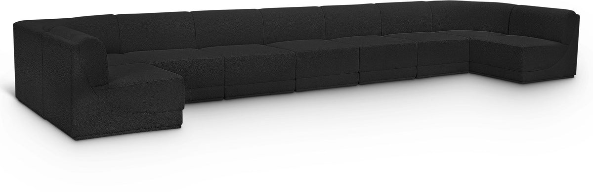 Ollie Boucle Modular Sectional — 9-Piece Sectional — Black