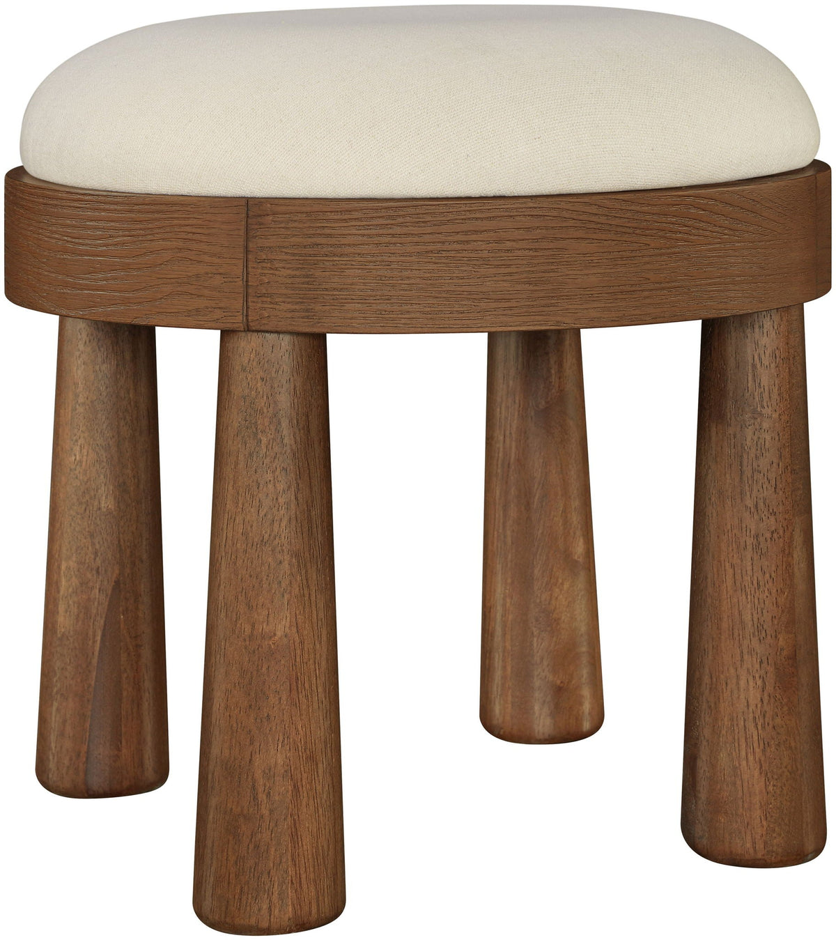 Larea Linen Ottoman with Walnut Base