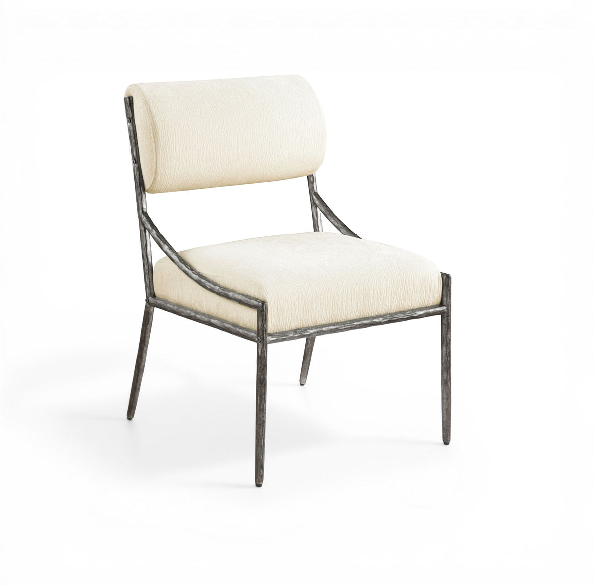 Bastille Chenille Dining Side Chair Set of 2 with Silver Frame