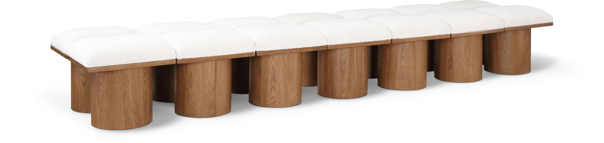 Pavilion Modular Bench 14-Piece Bench, 126"W x 31"D — Cream / Brown Base