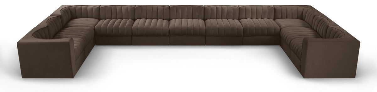 Rummi Performance Velvet Modular Sectional — 11-Piece Sectional — Brown