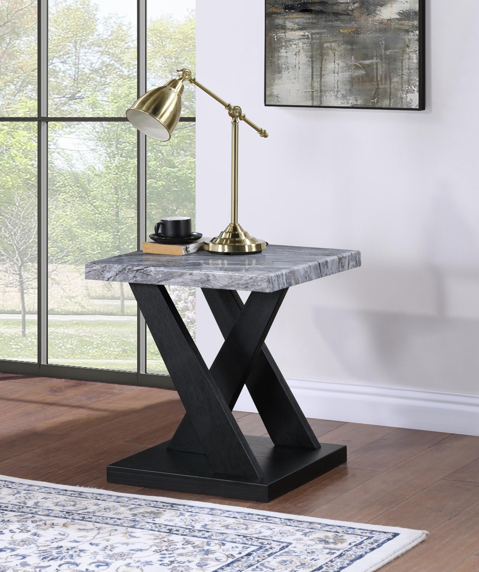 T122 - Marble Top Table Set (Set of 3) - Gray