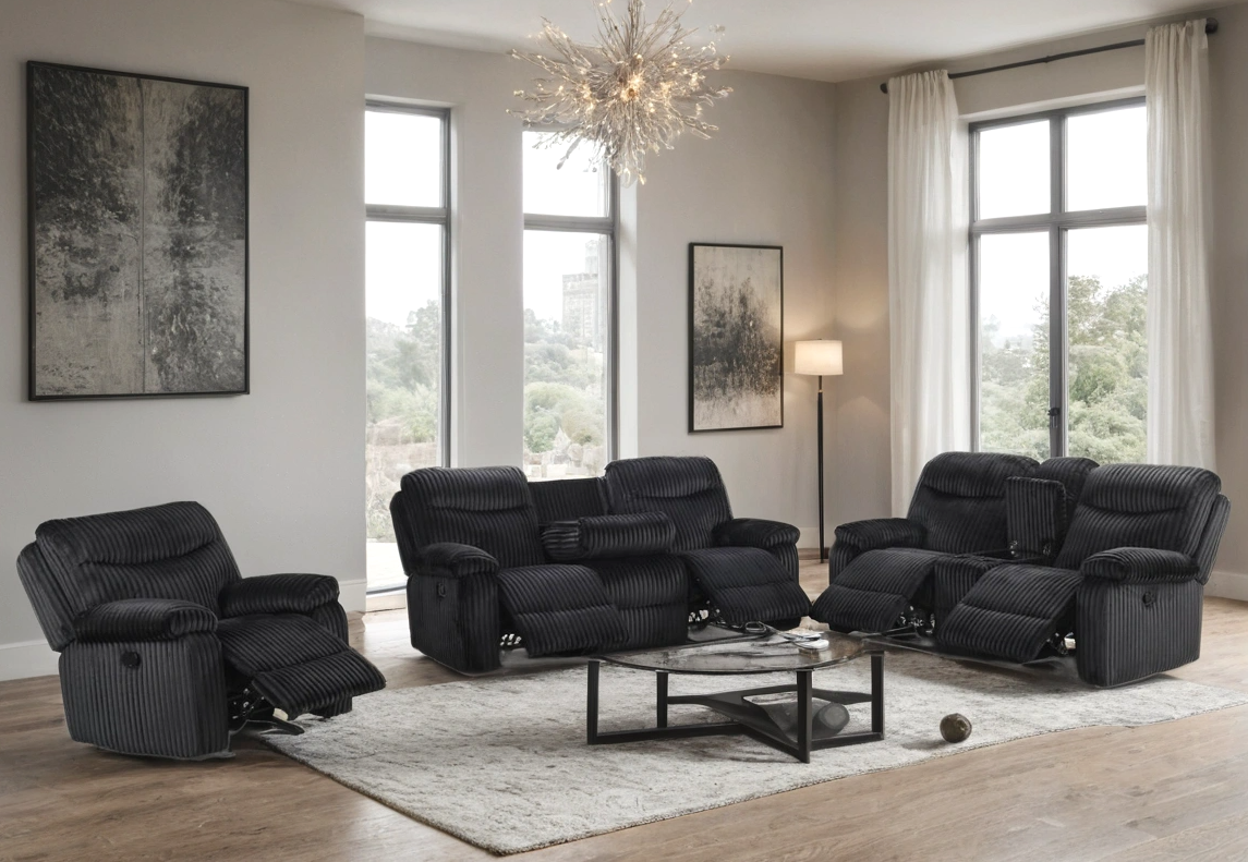 BRAVO - Black 3pc Reclining Set **ON SALE**