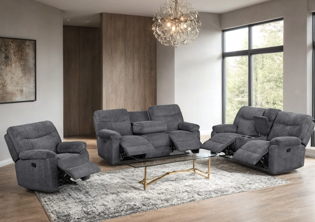 Bravo21 3PC Reclining Set — Drop-Down Table with Cupholders