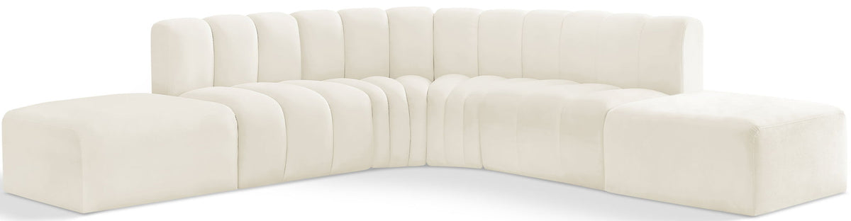 Arc Velvet Modular Sectional — 6-Piece Corner Sectional — Cream