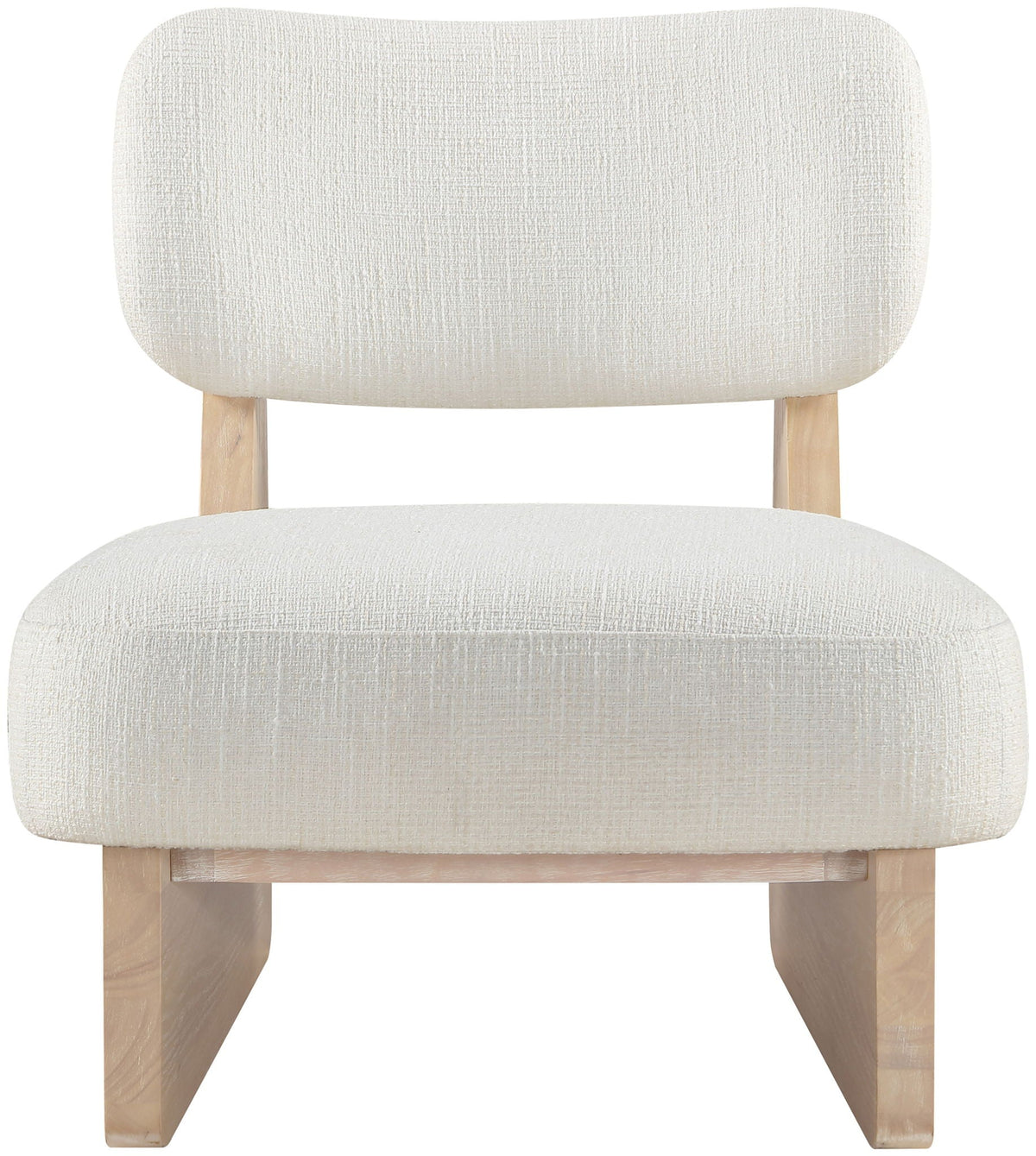 Vetra - Linen Textured Fabric Upholstered Accent Chair with Natural Base