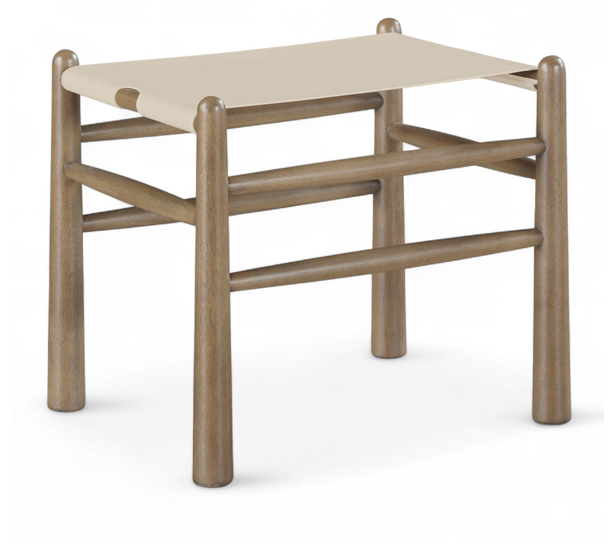 Santos - Faux Leather Upholstered Bench with Walnut Frame