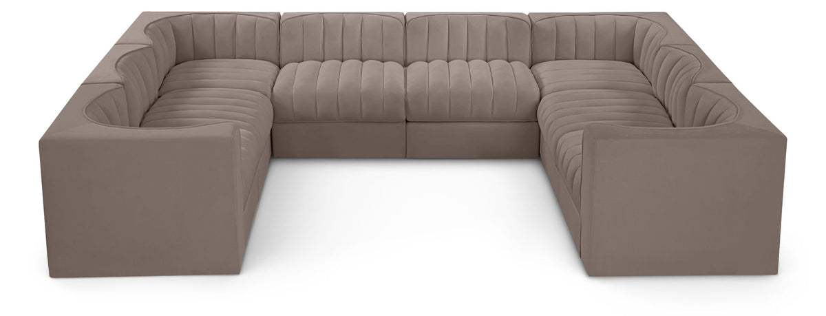 Rummi Performance Velvet Modular Sectional — 8-Piece Sectional — Taupe