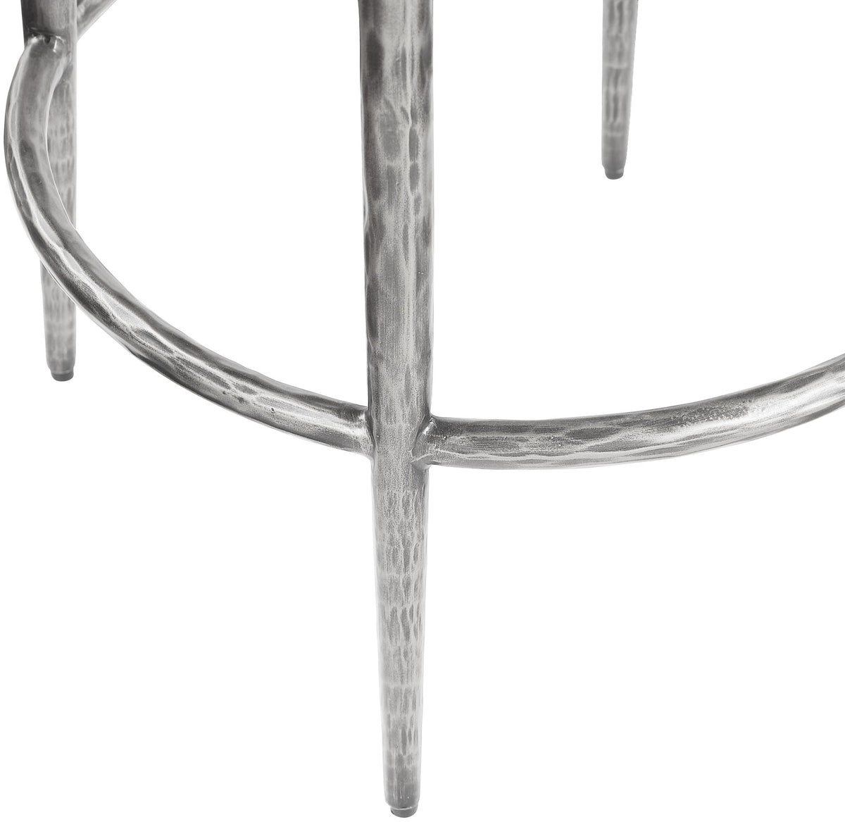 Ferro Performance Fabric Backless Bar Stool with Antique Silver Frame