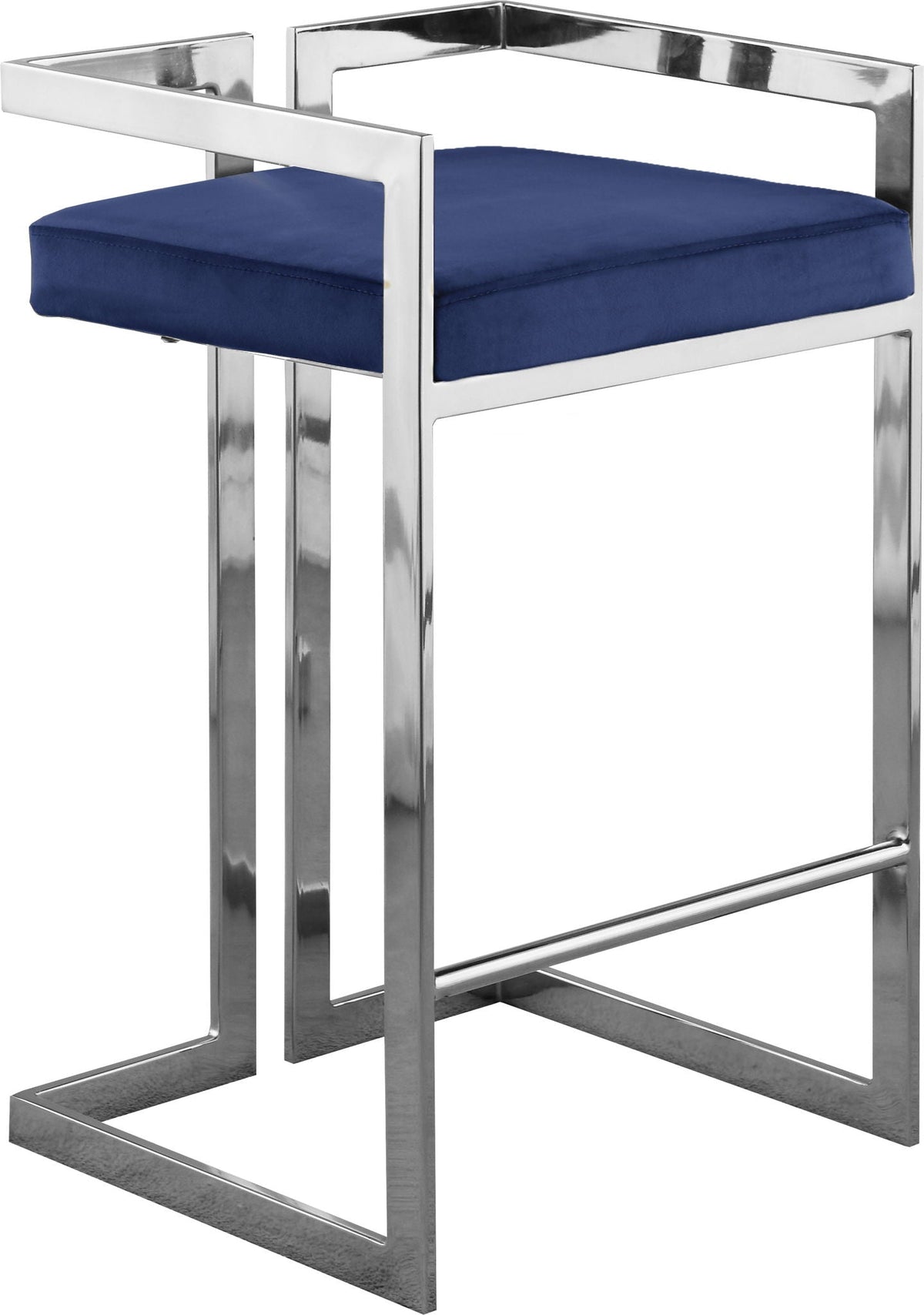 Ezra - Stool (Set of 2) - Navy / Chrome Legs