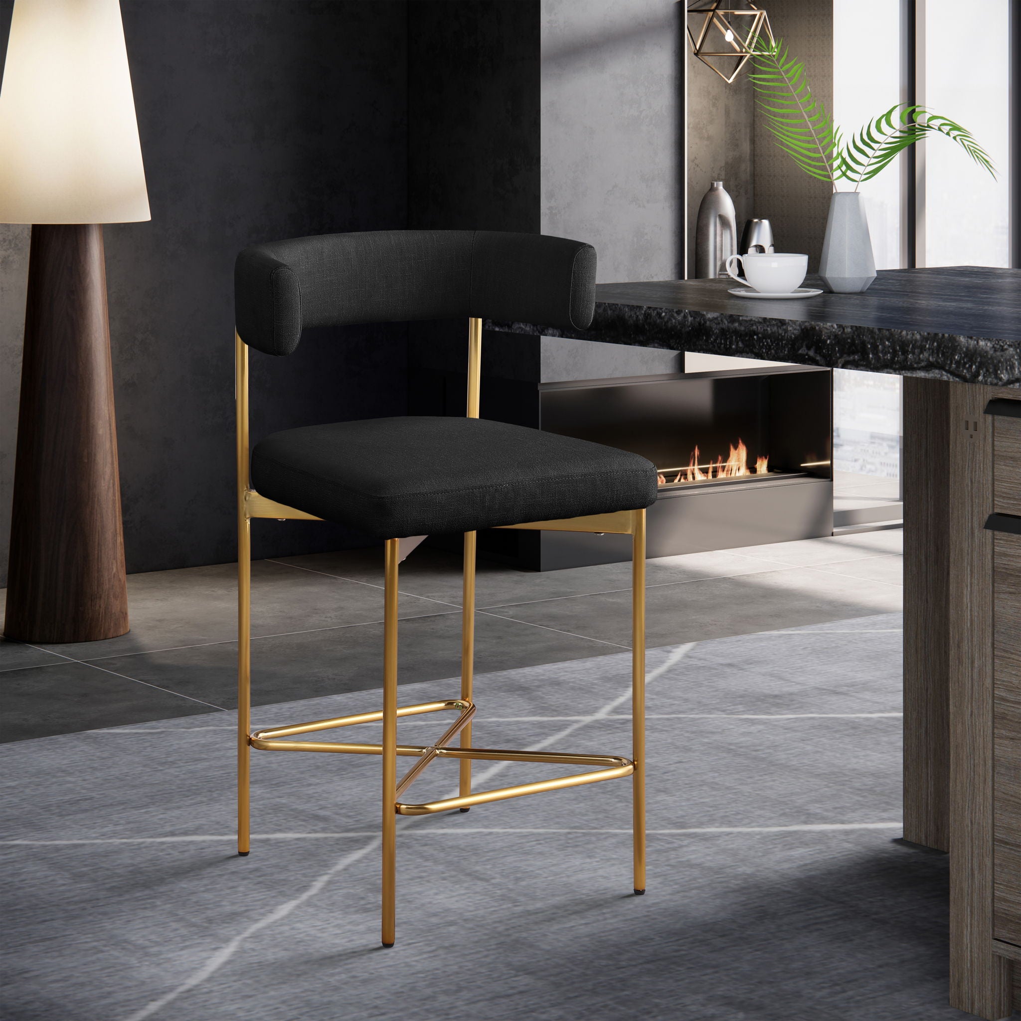 Rivage - Durable Stool With Gold Frame (Set of 2)