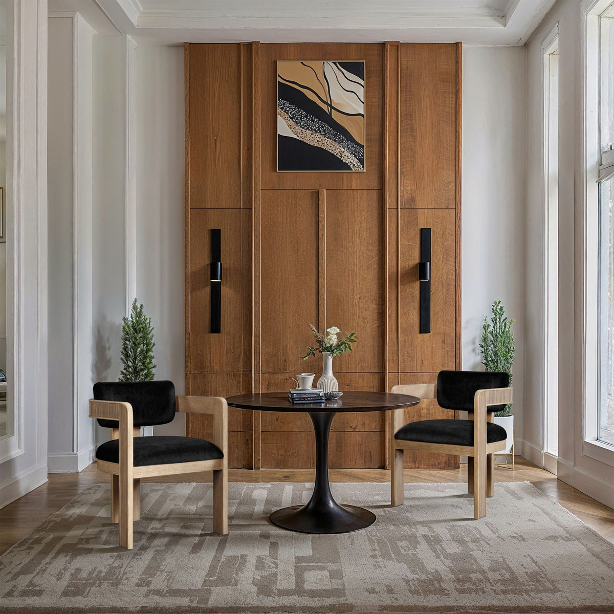 Sacha - Velvet Dining Chair (Set of 2) with Natural Base