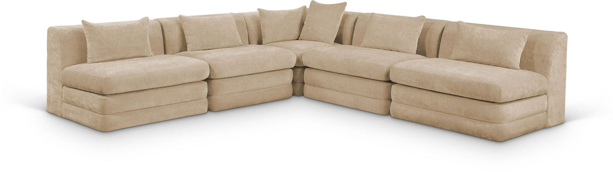 Stellar Chenille Modular Sectional — 5-Piece 114" Sectional, Style B — Beige